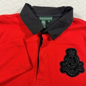 VTG Ralph Lauren Jeans Co Shirt XL Women Blue Long Sleeve Crest Polo Y2K Prep